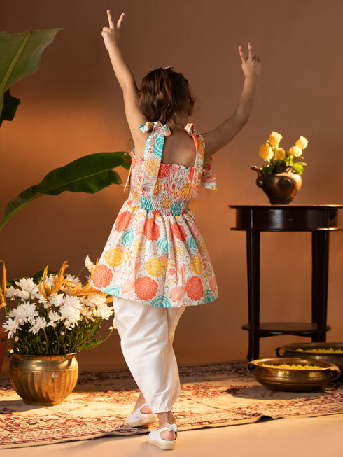 Girl's' Multicolour Kurta And Patiala