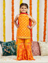 Girl's' Yellow Kurta Sharara And Dupatta Set