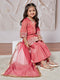 Girl's' Rose Pink Kurta Sharara And Dupatta Set