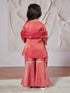 Girl's' Rose Pink Kurta Sharara And Dupatta Set