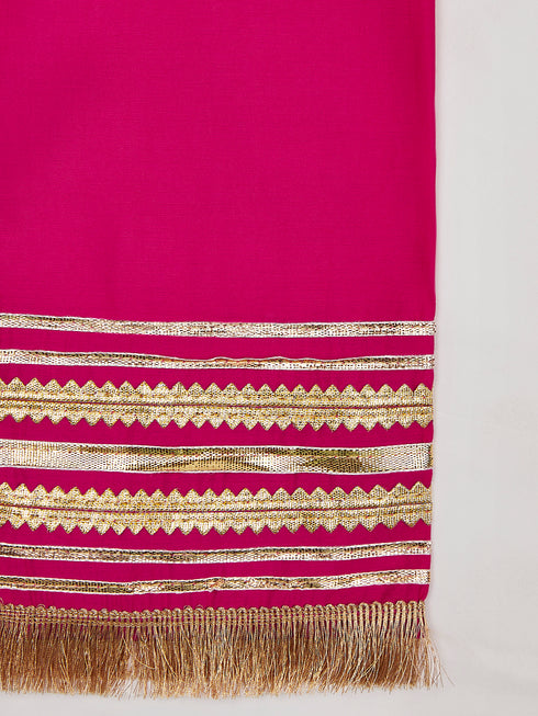 Girl's' Pink Kurta Set With Dupatta