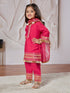 Girl's' Pink Kurta Set With Dupatta