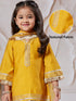 Girl's' Yellow Kurta Set With Dupatta