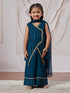 Girl's' Turquoise Kurta Set With Dupatta
