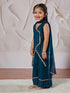 Girl's' Turquoise Kurta Set With Dupatta