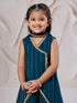 Girl's' Turquoise Kurta Set With Dupatta