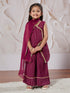 Girl's' Wine Kurta Set With Dupatta