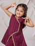 Girl's' Wine Kurta Set With Dupatta