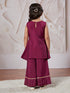 Girl's' Wine Kurta Set With Dupatta