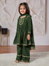 Girl's' Bottle Green Kurta Set With Dupatta