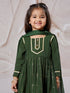 Girl's' Bottle Green Kurta Set With Dupatta