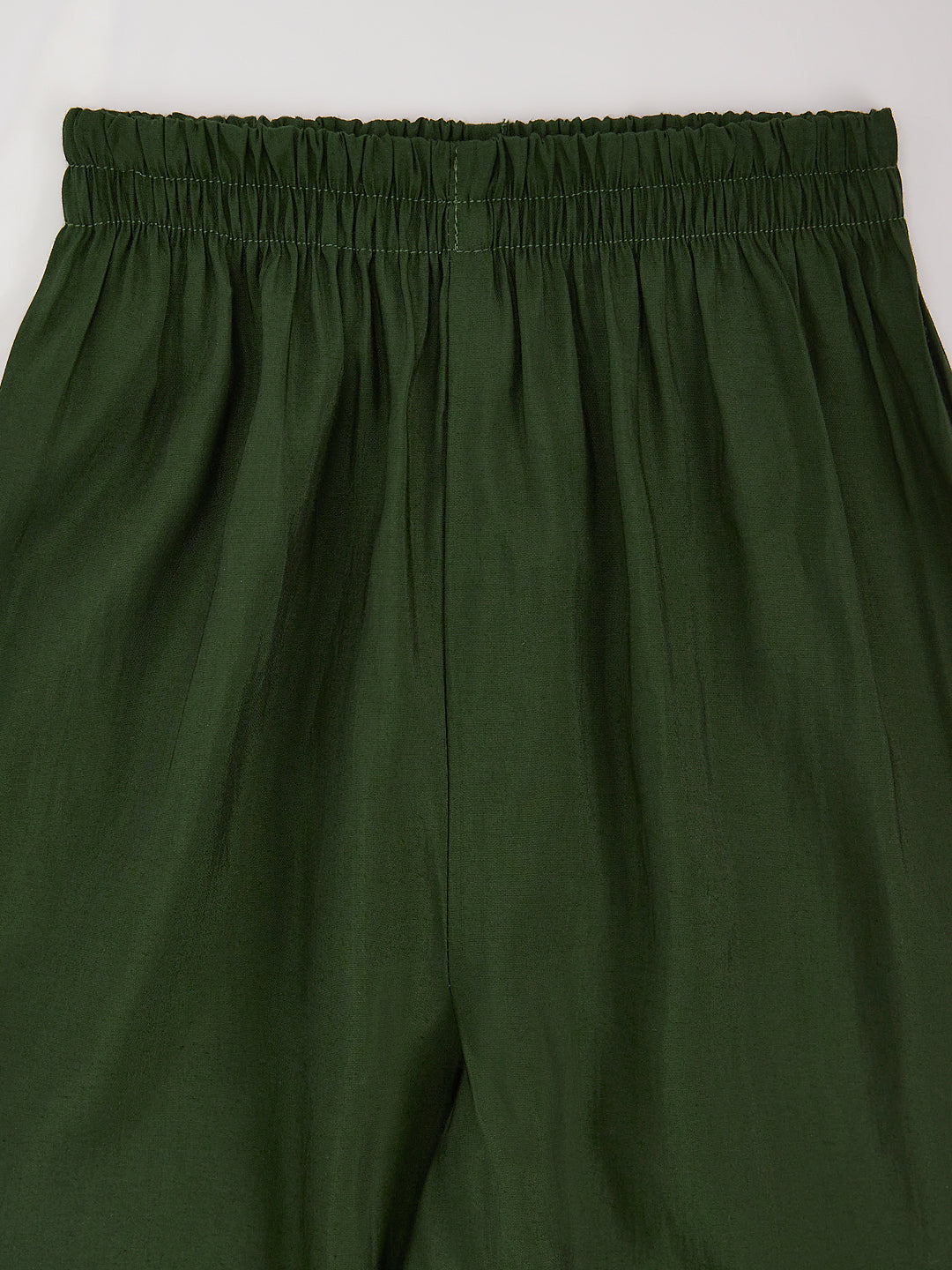 Girl's' Bottle Green Kurta Set With Dupatta