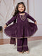 Girl's' Purple Kurta Set With Dupatta