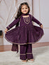 Girl's' Purple Kurta Set With Dupatta