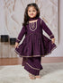Girl's' Purple Kurta Set With Dupatta