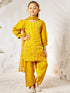 Girl's Mustard Sequin Kurta Patiala Set With Dupatta
