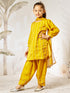 Girl's Mustard Sequin Kurta Patiala Set With Dupatta
