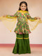 Vastramay Girls' Green Cotton Kurta with Sharara Set