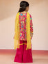 Vastramay Girls Pink Cotton Kurta Set with Sharara