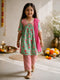 Girls Mint Green Cotton Floral Printed Kurta Set