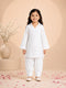 Girls White Cotton Chikankari Kurta with Patiala Pants