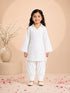 Girls White Cotton Chikankari Kurta Pyjama Set