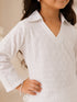 Girls White Cotton Chikankari Kurta with Patiala Pants