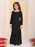 Girl's' Black Embellished Kurta Palazzo Set