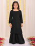 Girl's' Black Embellished Kurta Palazzo Set