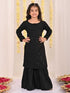 Girl's' Black Embellished Kurta Palazzo Set
