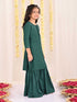 Girl's' Green Embellished Kurta Palazzo Set