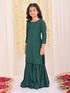 Girl's' Green Embellished Kurta Palazzo Set