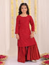 Girl's' Maroon Embellished Kurta Palazzo Set