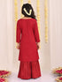 Girl's' Maroon Embellished Kurta Palazzo Set