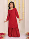 Girl's' Maroon Embellished Kurta Palazzo Set
