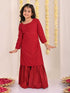 Girl's' Maroon Embellished Kurta Palazzo Set
