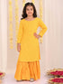 Girl's' Yellow Embellished Kurta Palazzo Set