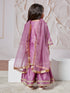Girl's' Purple Kurta Sharara Set With Dupatta