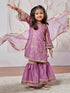 Girl's' Purple Kurta Sharara Set With Dupatta