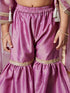 Girl's' Purple Kurta Sharara Set With Dupatta