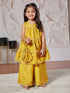 Girl's' Mustard Kurta Palazzo Set With Potli