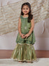 Girl's' Green Kurta Sharara Set With Dupatta