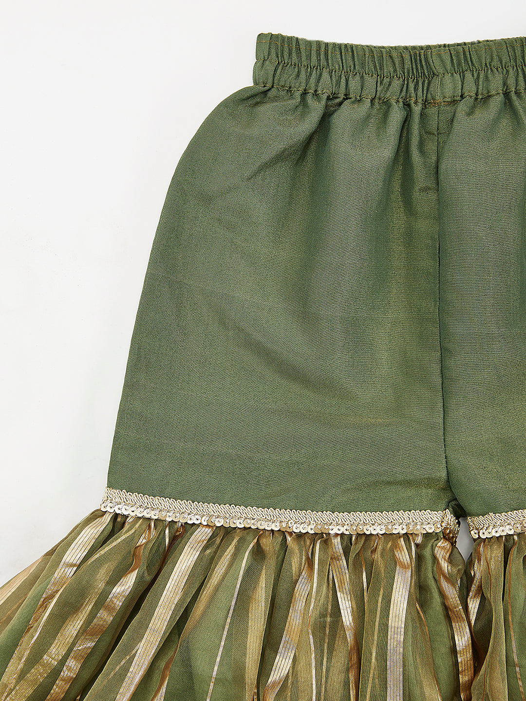 Girl's' Green Kurta Sharara Set With Dupatta