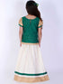 Girl's Green & White Pavda Pattu Lehenga Choli Set