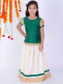 Girl's Green & White Pavda Pattu Lehenga Choli Set