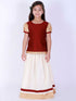 Girl's Maroon & White Pavda Pattu Lehenga Choli Set