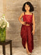 Girl's Maroon Draped Skirt With Crop Top