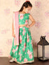 Girl's Green Embellished Lehenga Set