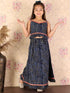Girl's Blue Bandhani Top And Long Skirt Set
