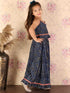 Girl's Blue Bandhani Top And Long Skirt Set